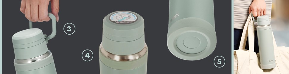 Термокружка THERMOS JOY имеет прямоугольную петлю ручку для ношения